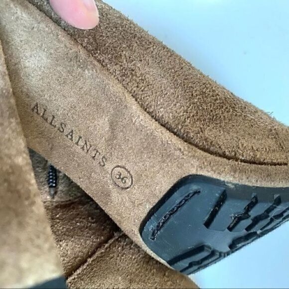 Allsaints Stepney Tan Suede Over the Knee Lace Up Tassel Boots EU 36 US 6 - Picture 12 of 16